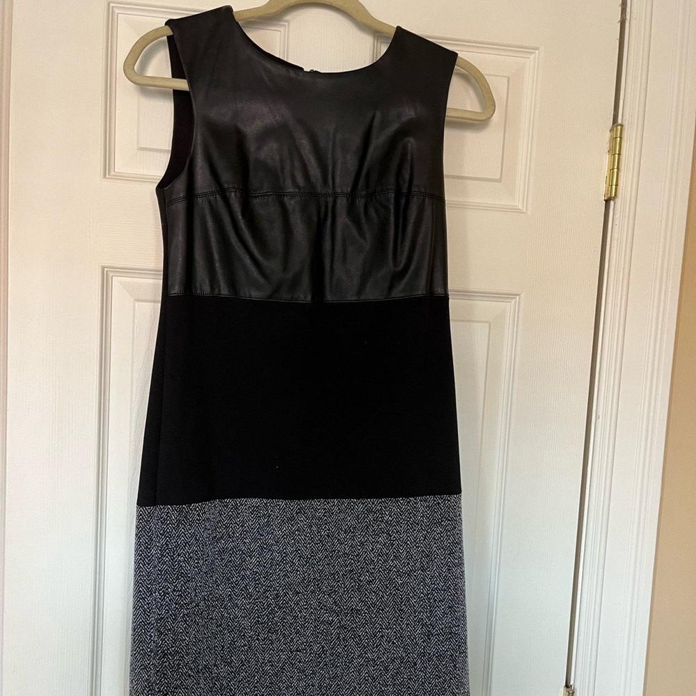 Calvin Klein three material black dress. Size 4.